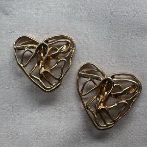 YSL Large Heart clip on gold earrings